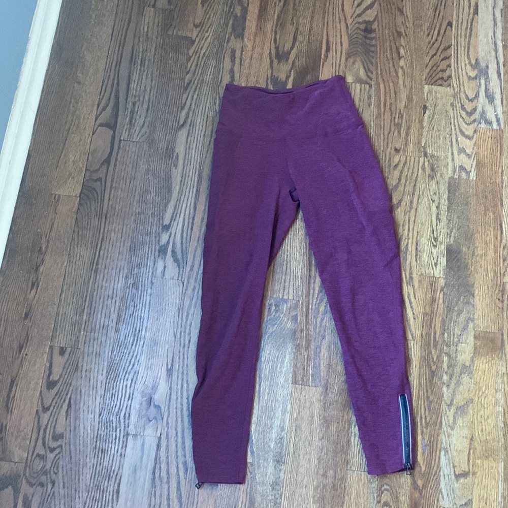A dark red beyond yoga legging. Space dye material so it is extremely soft